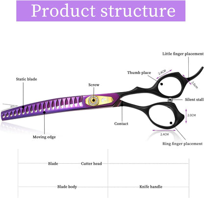 Down -Curved Chunker Shear Pet Grooming Thinning Shear Hair Cutting Scissor for Hair Trimming Japanese Steel Balde Scissor for Dogs and Cats Thinning Rate35%-45%