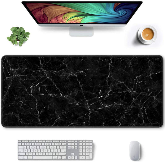 Auhoahsil Large Mouse Pad, Full Desk XXL Extended Gaming Mouse Pad 35" X 15", Waterproof Desk Mat with Stitched Edges, Non-Slip Laptop Computer Keyboard Mousepad for Office and Home, Marble Design