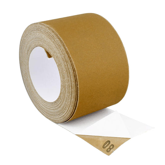 ABN Adhesive Sticky Back 80-Grit Sandpaper Roll 2-3/4In X 20 Yards Aluminum Oxide Golden Yellow Longboard Dura PSA