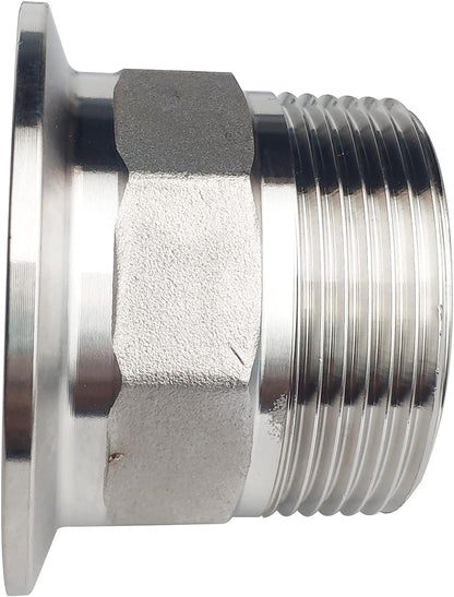 2" Sanitary Tri Clamp Tri Clover Fittings to NPT 1-1/2" Hex Male Thread Adaptor 304 Stainless Steel