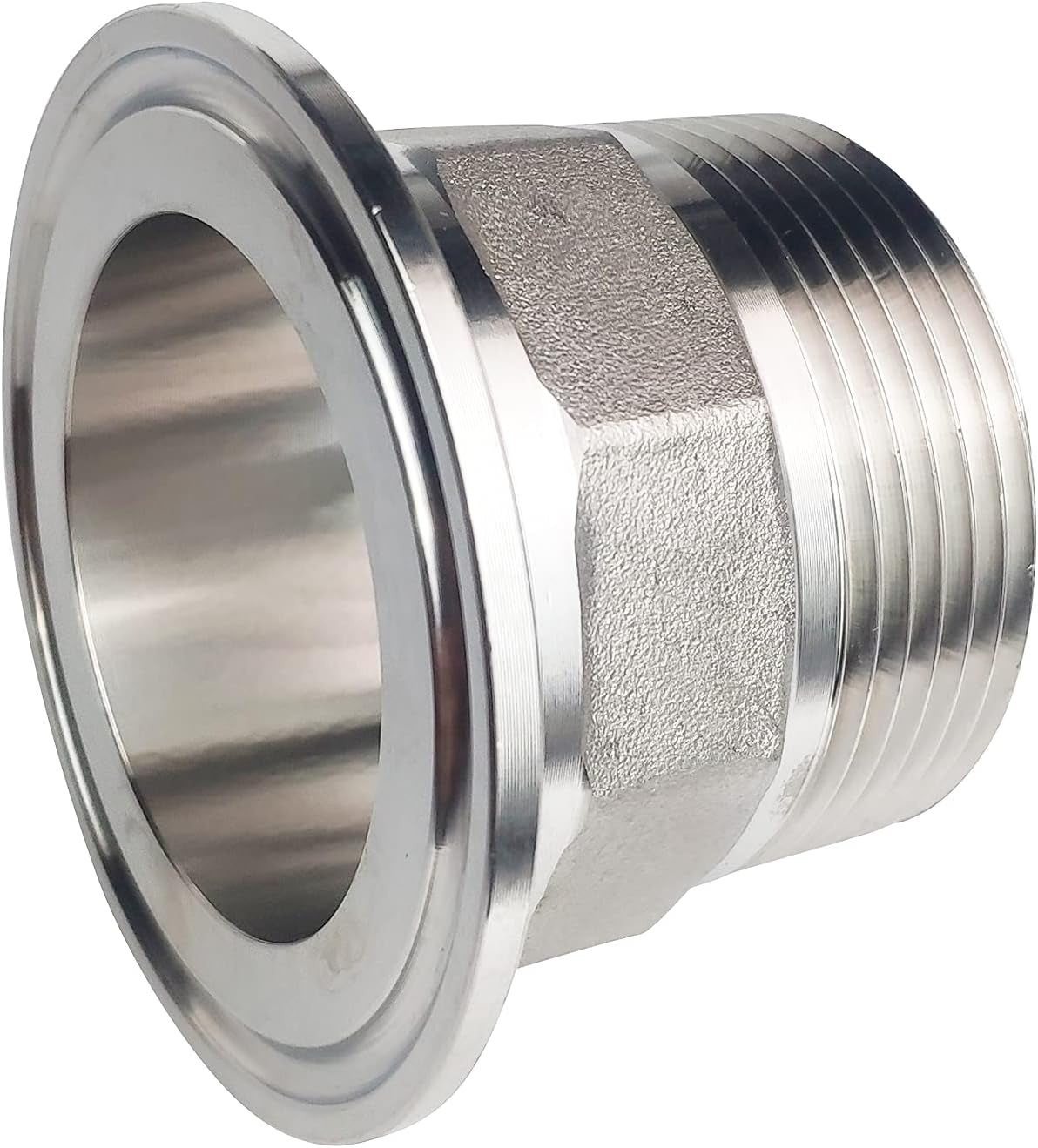 2" Sanitary Tri Clamp Tri Clover Fittings to NPT 1-1/2" Hex Male Thread Adaptor 304 Stainless Steel