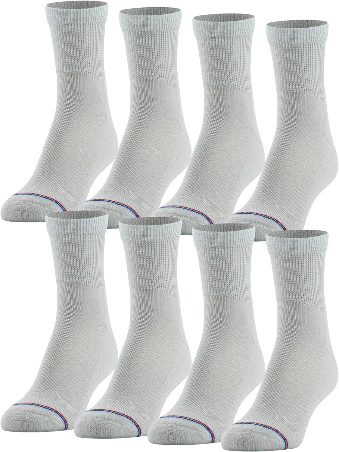 Medipeds Mens 8 Pack Diabetic Quarter Socks with Non-Binding Top