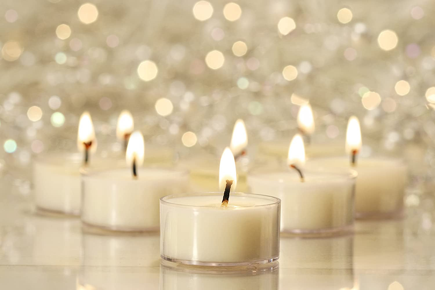 Ner Mitzvah Tea Light Candles - 50 Bulk Pack - White Unscented Tealight Candles in Clear Cup - Long Burning - 4.5 Hour