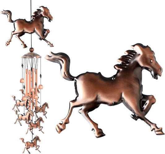 Horse Gifts for Women Copper Horse Wind Chimes Gift for Women Pony Wind Chime Outdoor Garden Decor Garden Pony Gift for Mother Outdoor Mom Gift Patio Yard Decor Grandma Gift Women Gift