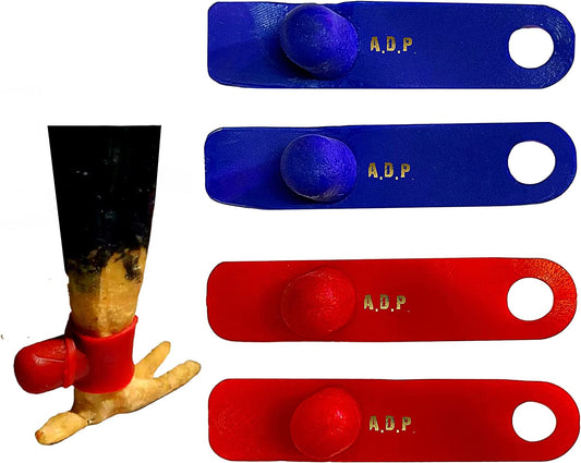 R2 Chicken Supplies Spur & Leg Protect Red Blue 2 Pair, Rooster Booster Protection Fighting Rooster Gamefowl Protective Chicken Mitt Safety Poultry Hen Botas Para GALLOS BREEDING, Best Rubber