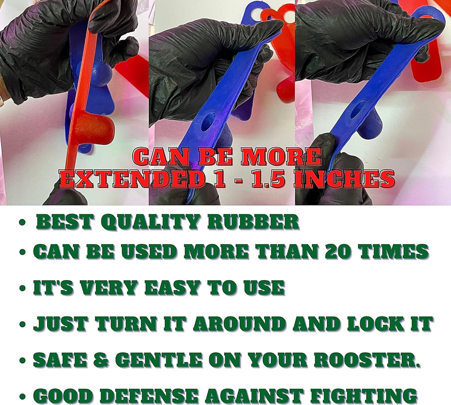 R2 Chicken Supplies Spur & Leg Protect Red Blue 2 Pair, Rooster Booster Protection Fighting Rooster Gamefowl Protective Chicken Mitt Safety Poultry Hen Botas Para GALLOS BREEDING, Best Rubber