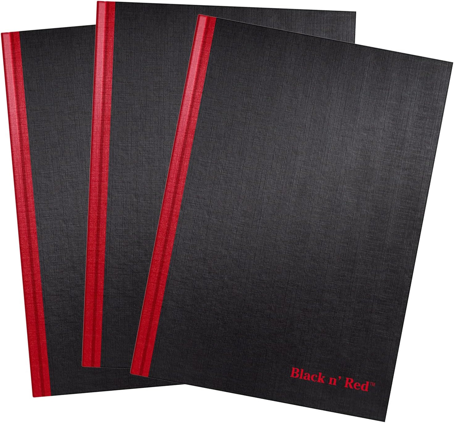 Black N' Red Notebooks, Business Journals, 3 Pack, 11-3/4" X 8-1/4", 96 Sheets, Ruled, Optik Paper, Hardcover, Casebound, Black (400123487)