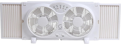 Genesis Twin Fan High Velocity Reversible Airflow Fan, LED Indicator Lights Adjustable Thermostat & Max Cool Technology, ETL Certified, White (A1WINDOWFAN)