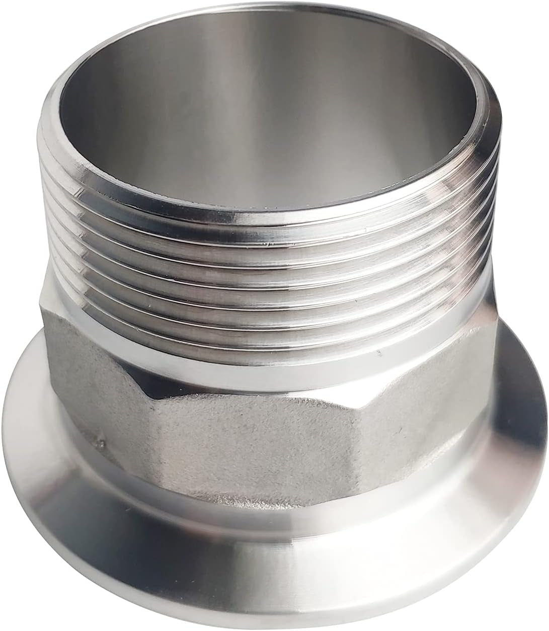 2" Sanitary Tri Clamp Tri Clover Fittings to NPT 1-1/2" Hex Male Thread Adaptor 304 Stainless Steel