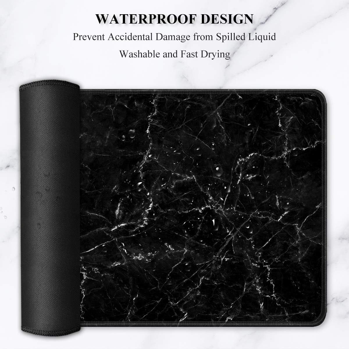 Auhoahsil Large Mouse Pad, Full Desk XXL Extended Gaming Mouse Pad 35" X 15", Waterproof Desk Mat with Stitched Edges, Non-Slip Laptop Computer Keyboard Mousepad for Office and Home, Marble Design