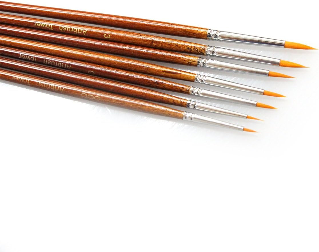 Fine Detail Paint Brush Set - 7 Pieces Miniature Brushes for Watercolor, Acrylic Painting, Models, Airplane Kits