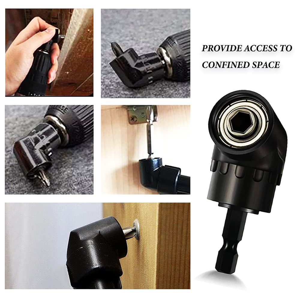 Magnetic Bit Holder Set 5 PCS for Tight Space, Right Angle Drill Attachment 105°+ Magnetic Pivot Bit Holder Quick Change Drill Bit Extension+Swivel Socket Adapter 3PCS 1/2” 3/8” 1/4” Rotatable Hex Bit