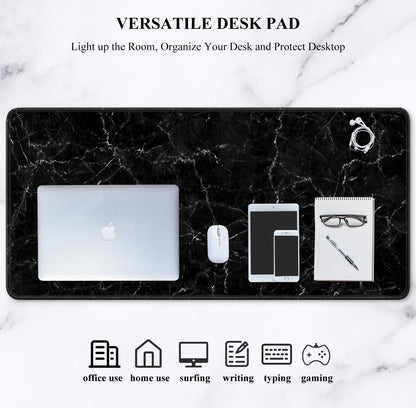 Auhoahsil Large Mouse Pad, Full Desk XXL Extended Gaming Mouse Pad 35" X 15", Waterproof Desk Mat with Stitched Edges, Non-Slip Laptop Computer Keyboard Mousepad for Office and Home, Marble Design