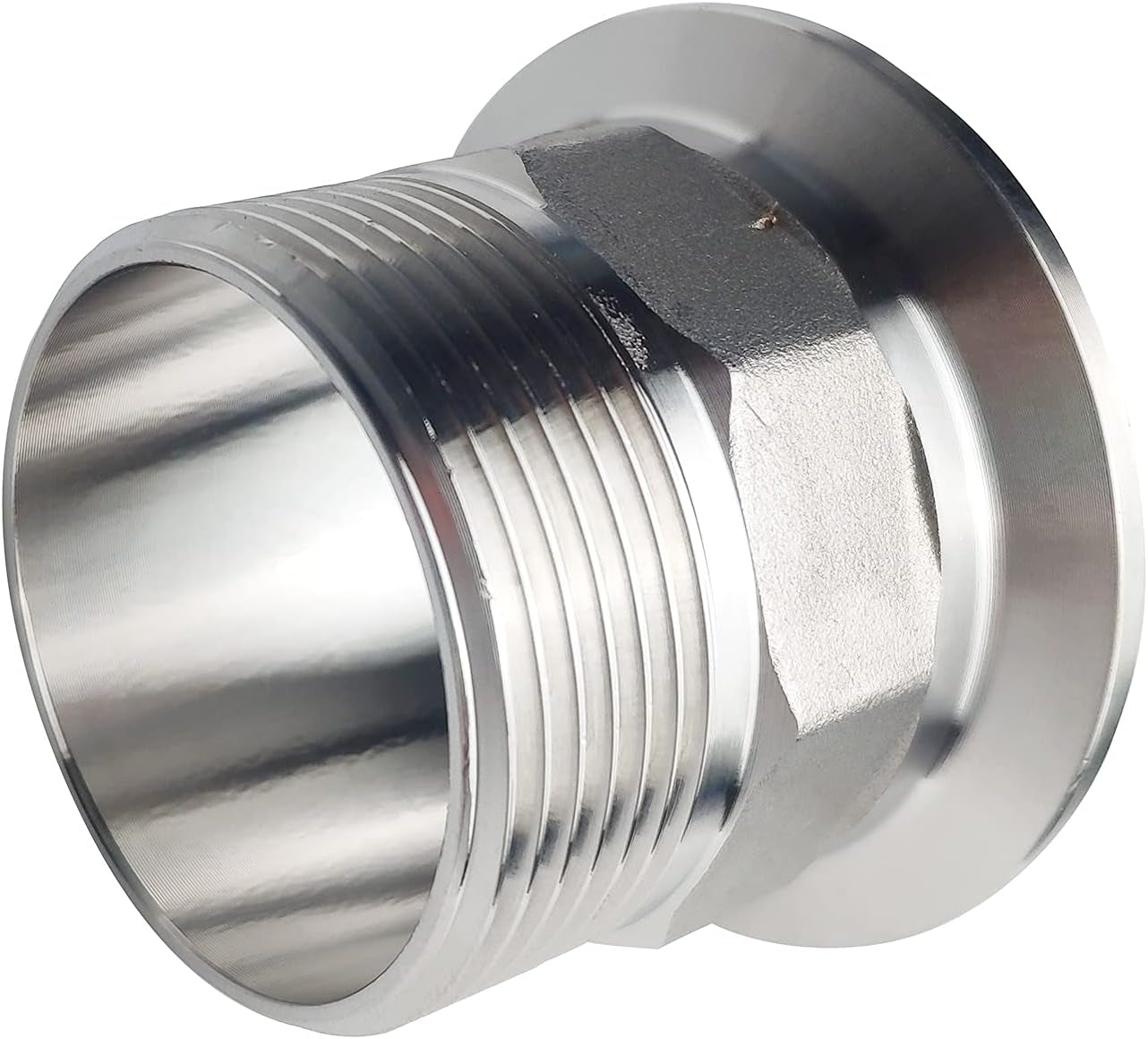 2" Sanitary Tri Clamp Tri Clover Fittings to NPT 1-1/2" Hex Male Thread Adaptor 304 Stainless Steel