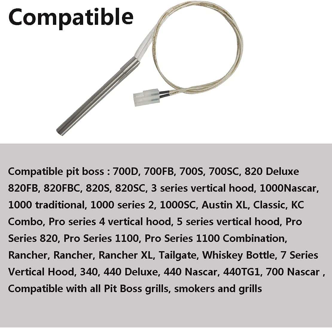 2 Pack Replacement for Pit Boss Hot Rod Ignitor Kit, Hot Igniter Kits Compatible with Pitboss& Camp Chef Pellet Grill, Comes with 2Pc Fuses