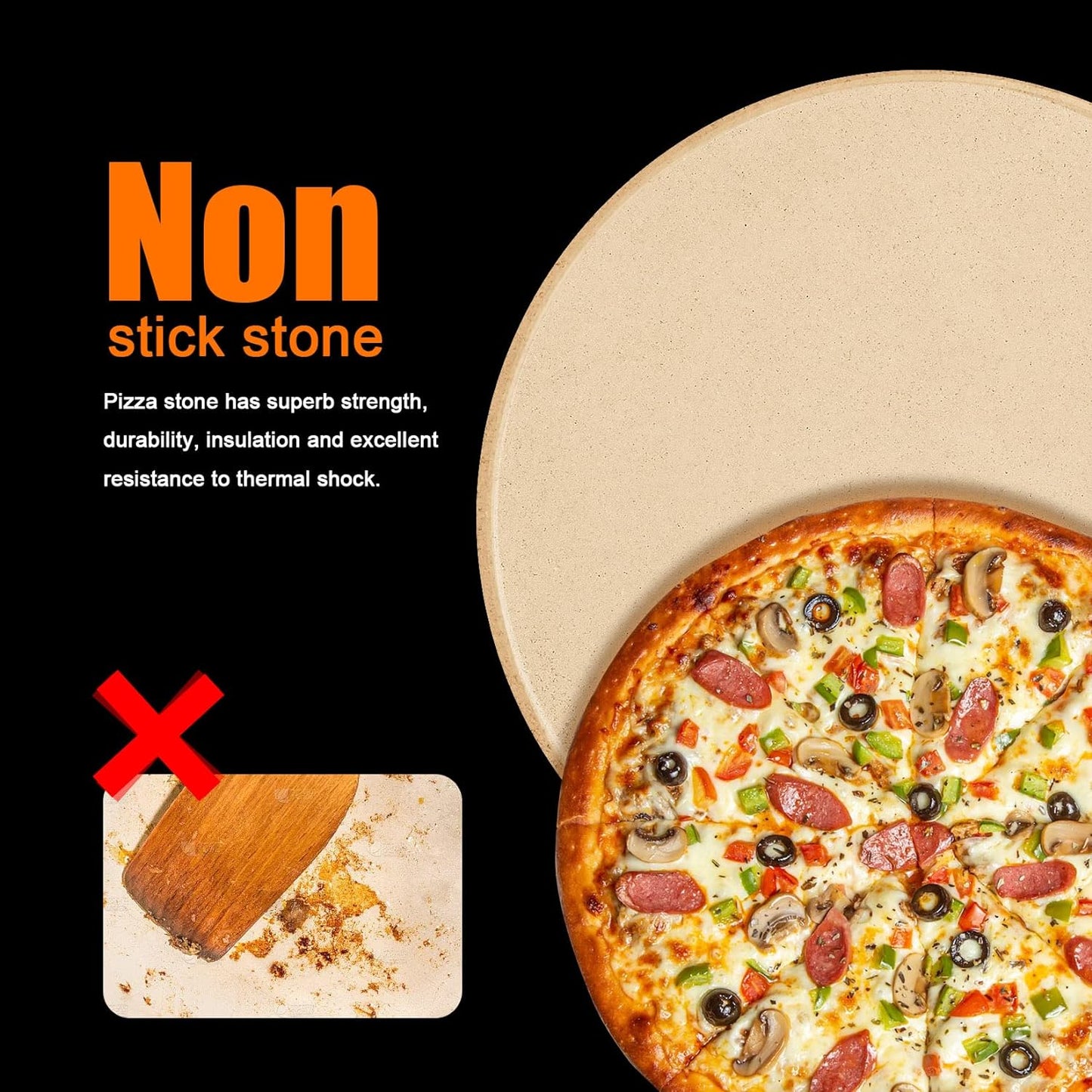 GGC Small Pizza Stone for Ovens and Grills, 10 Inch round Baking Stone for Bread, Thermal Shock Resistant for Cooking Stone, Making Pizza Bread Cookie and More