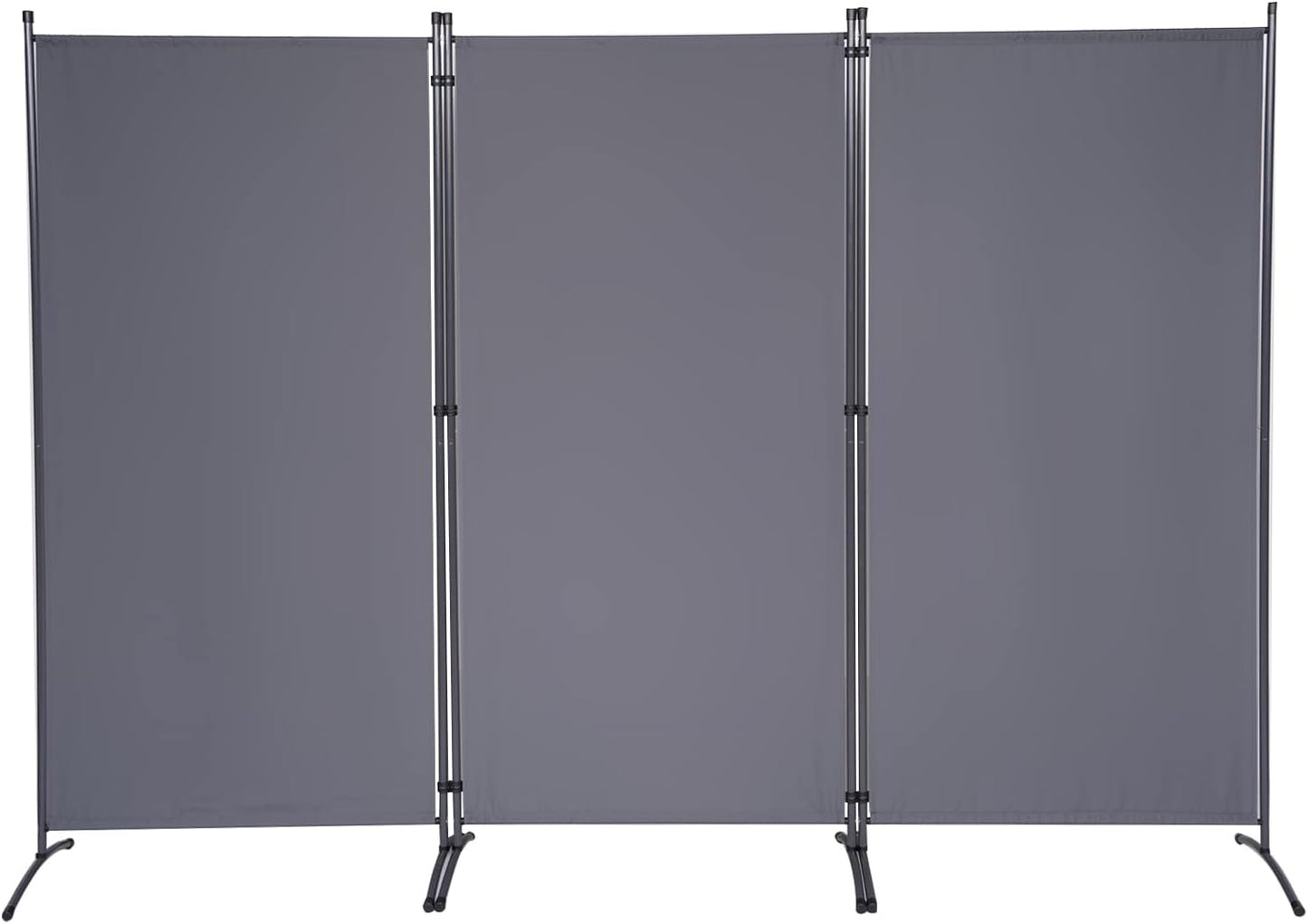 3 Panel Folding Privacy Screens, 6 FT Tall Wall Divider with Metal Frame, Freestanding Room Divider for Office Bedroom Study (3 Panel, Grey)