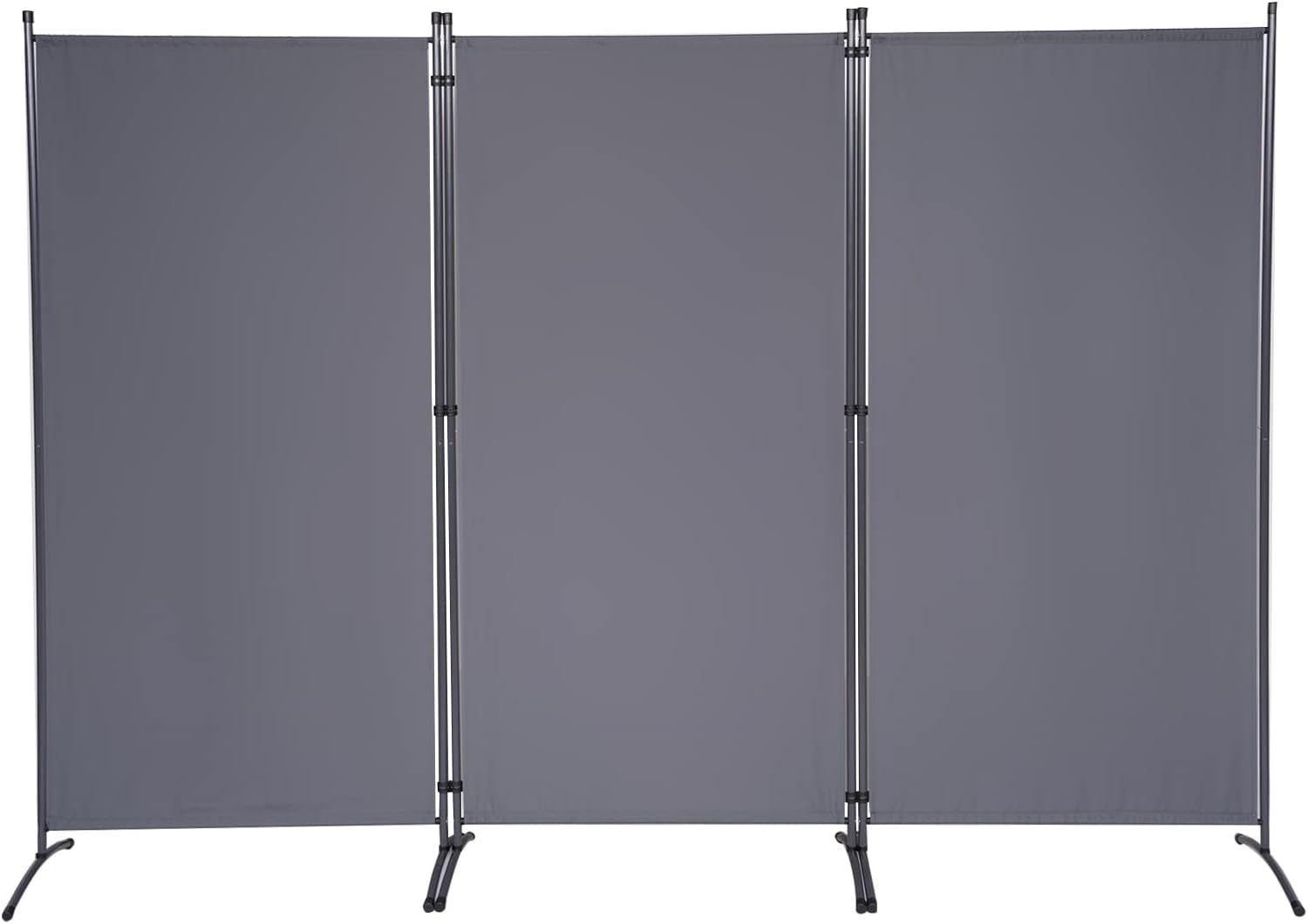 3 Panel Folding Privacy Screens, 6 FT Tall Wall Divider with Metal Frame, Freestanding Room Divider for Office Bedroom Study (3 Panel, Grey)