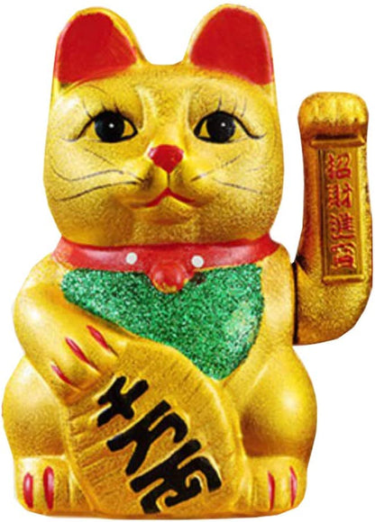 7" Lucky Cat Ǧíòá½ Waving Arm Cat Porcelain Maneki Neko