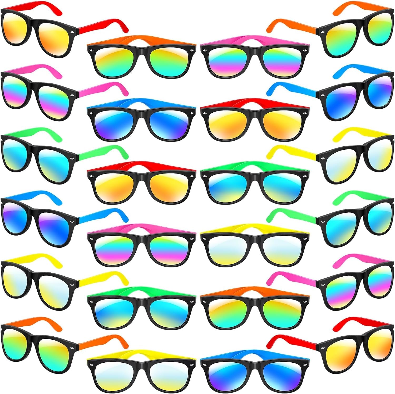 Kids Sunglasses Party Favors, 24Pack Neon Sunglasses with UV400 Protection in Bulk for Kids, Boys and Girls, Great Gift for Birthday Graduation Party Supplies, Beach, Pool Party Favors, Fun Gift,