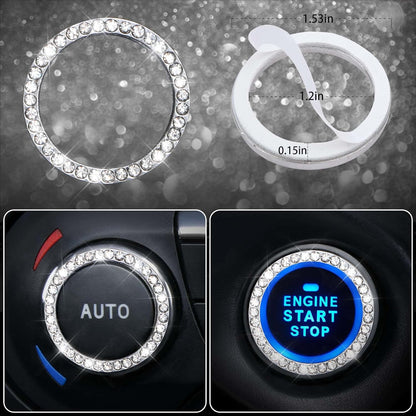 CAR PASS 7 PCS Bling Car Accessories for Women, Sparkly Rhinestone Diamond Steering Wheel Cover, Bling Seat Belt Cushion, Glitter Shift Knob Cover, Car Cup Holder Coaster, Cute Interior Sets Silver