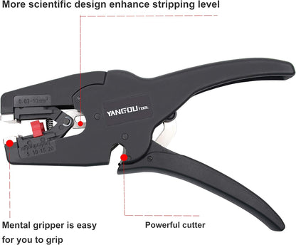 Yangoutool Automatic Wire Stripper and Cutter: 2-In-1 Tool with Auto Distance Positioning, Ideal for Electricians, Handles AWG 7-32, 0.25-0.75 Inches, Essential for Quick Electric Wiring Jobs