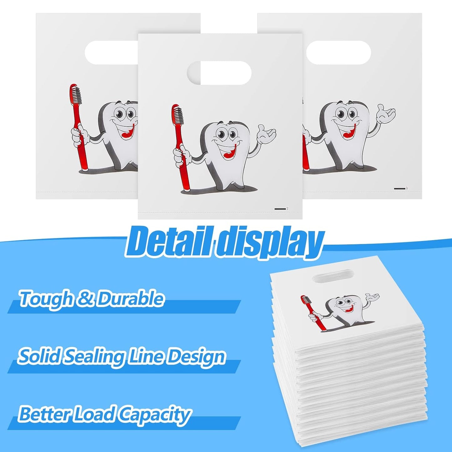 200 Pcs Tooth Patient Care Dental Bags 9 X 8 Inches Plastic Merchandise Bags Dental Bags for Patients Dental Clinics Patient Encouragement Gifts Party Favors (Patient)