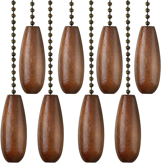 Ceiling Fan Chain Pulls Decorative Extension 12 Inches Walnut Color Wooden Pull Chain Fan Pulls Set Ornaments for Ceiling Light Lamp Fan Chain 8 Pcs (Bronze)