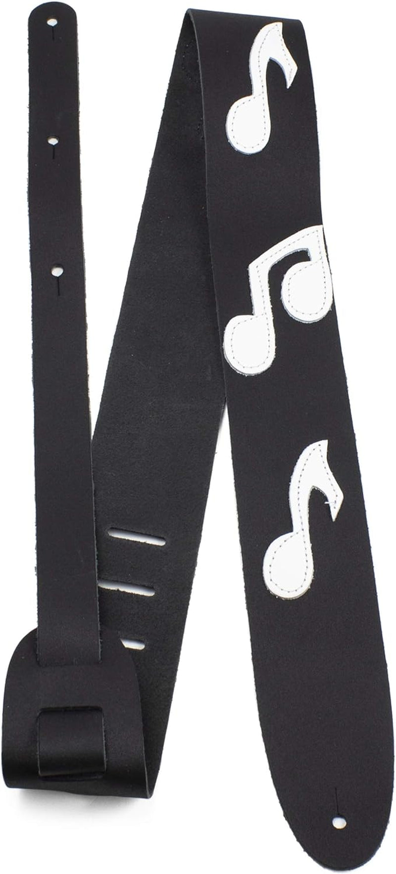 Perri'S Leathers, the Famous Collection, Guitar Strap, Music Notes Themed, Leather, Adjustable for Electric/Acoustic/Bass Guitars, Anti-Slip, 41" to 56" Inches, Compatible with All Lock Systems, Black