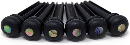 Crosby Slotted Pure Ebony Bridge Pins with Abalone Dot Inlay for 6 & 12 String Acoustic Guitar