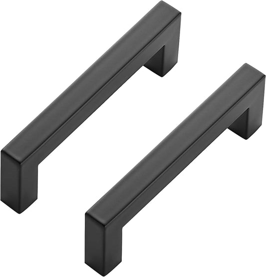 Ravinte 5 Pack Black Cabinet Pulls 4 Inch Square Cabinet Handles Matte Black Kitchen Hardware for Cabinet Square Drawer Pulls