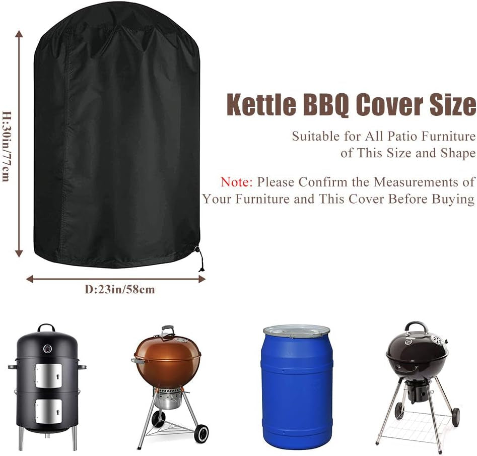 Heavy Duty Waterproof Charcoal Kettle Grill Cover 23" D round Smoker Cover