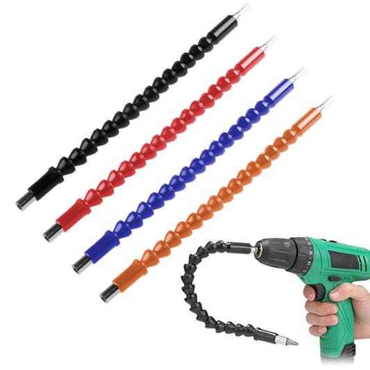 4 Pcs Flexible Drill Bit Extension, Screwdriver Soft Shafts, 11.6 Inch, Finegood Universal Drill Connection - Black, Red, Blue, Orange