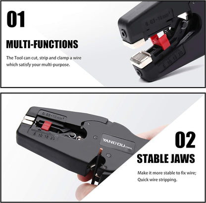 Yangoutool Automatic Wire Stripper and Cutter: 2-In-1 Tool with Auto Distance Positioning, Ideal for Electricians, Handles AWG 7-32, 0.25-0.75 Inches, Essential for Quick Electric Wiring Jobs