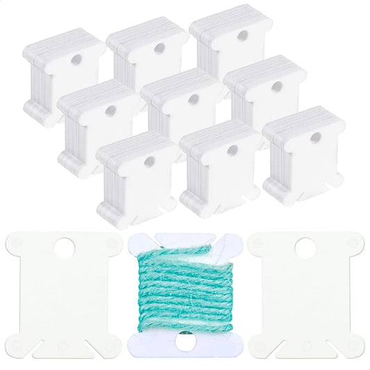 240Pcs Plastic Floss Bobbins Embroidery - Plastic Bobbins for Embroidery Floss Organizer - White Plastic Card Floss Cross Stitch Plastic for Thread Cross Stitch Floss Holder Embroidery Floss Bobbins