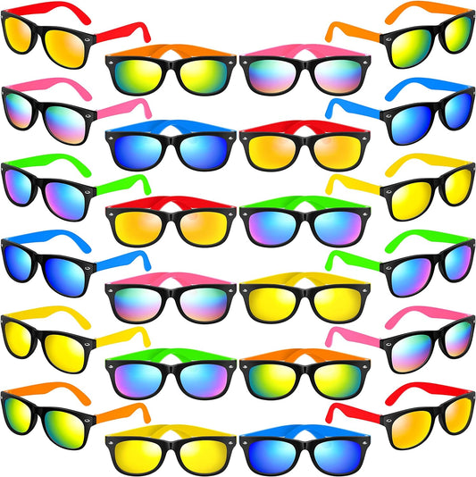 Kids Sunglasses Party Favors, 24Pack Neon Sunglasses with UV400 Protection in Bulk for Kids, Boys and Girls, Great Gift for Birthday Graduation Party Supplies, Beach, Pool Party Favors, Fun Gift,