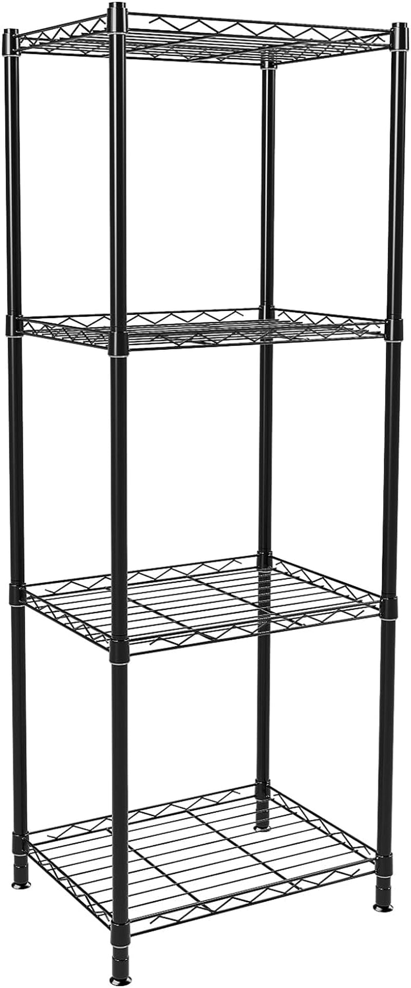 4 Tier Fixed Layer Spacing Storage Shelf Metal Storage Rack Wire Shelving Unit Storage Shelves Metal 528Lbs Capacity 17" L X 13" W X 47" H for Pantry Closet Kitchen Laundry Black